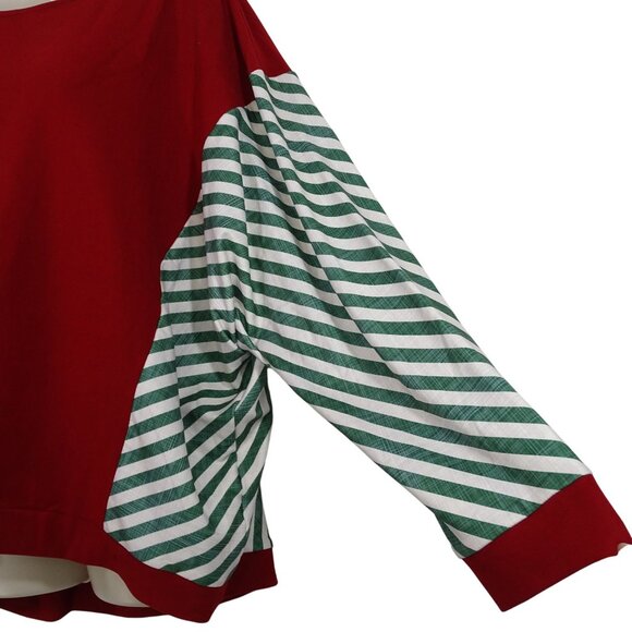 Nuggles Burgundy Red Green Striped Knit Top Women Plus Size 3X Long Sleeve NEW - Picture 2 of 9